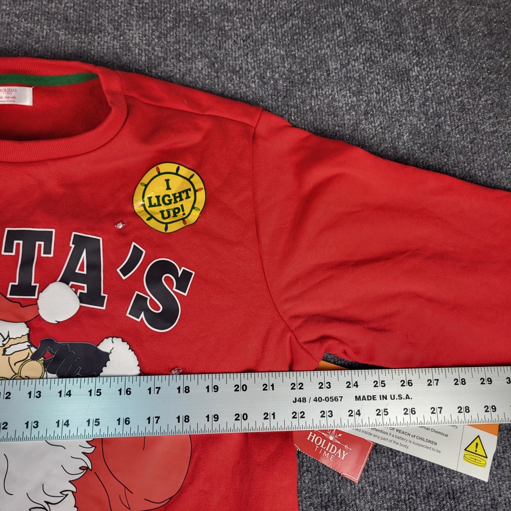 Holiday Time Mens XL Santa VIP Light Up Ugly Christmas Sweater Red Fleece NWT - Picture 7 of 8